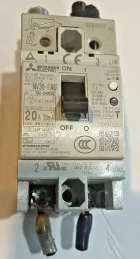 Nv30-fau Mitsubishi 20a 100-240 Vac Circuit Breaker #2
