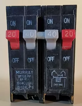 Ep424 Murray One 2-pole 40 Amp Two 1-pole 20 240 Volt Circuit Breaker