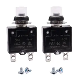 Cal1-ls-30a Mxuteuk 2pcs 30amp Circuit Breakers Push Button Manual Reset 125/250v Ac 30a
