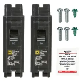 Hom150 Oem Replacement Genuine Square D Circuit Breaker Kit Bundle 2 Pack 50 Amp