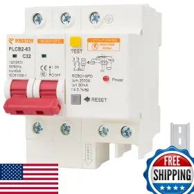 B0fhw9hvn6 Pjerjzn 2-pole Gfci Breaker 120/240v Surge Protection Din Rail