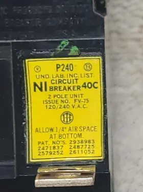P240 Pushmatic Bulldog 40a Gould Ite 40 Amp Circuit Breaker Wide Lower Tab #2