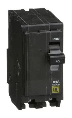 B00dw474kk Schneider Electric Square D Qo245cp 45-amp 2-pole Circuit Breaker 120/240vac 10ka Air Visi-trip