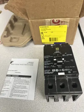 Egb34015 Schneider Electric - Square D 15 Amp 3 Pole 480 Volt Bolt-on Circuit Breaker New