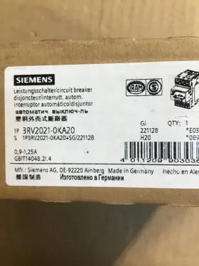3rv2021-0ka20 Siemens 3rv2021-oka20 Motor Starter/ Circuit Protector 0.9-1.25 Amp. New In Box