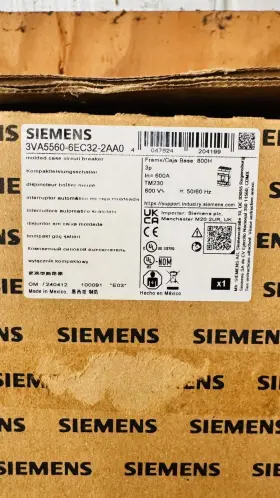 3va5560-6ec32-2aa0 Siemens 804766978289 New 3 Pole 600 Amp Molded Case Circuit Breaker