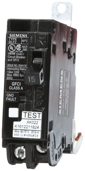 Bf115a Siemens 15a 120v 1-pole Gfci Circuit Breaker Blf Frame Thermal Magnetic Trip