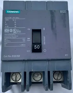 Bqd350 Siemens 3 Pole 50 Amp 480v Bolt On Gray Circuit Breaker