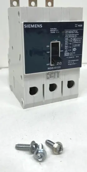 Siemens Ngb3b020 20 Amp 3 Pole Molded Case Circuit Breaker Bolt On Read
