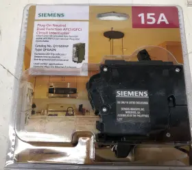Q115dfnp Siemens 15 Amp 1 Pole Dual Function Cafi/gfci Plug On Neutral Circuit Breaker