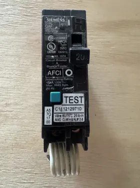 Q120af Siemens 20a 120v 1-pole Afci Circuit Breaker Test Button