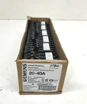 Q22040ctu Siemens 6pk Triplex 2-outer 20 Amp 1 Pole 1-inner 40 2-pole Circuit Breaker