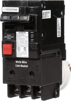 Qe250 Siemens 50-amp Double Pole 240v Ground Fault Equipment Protection Circuit Breaker