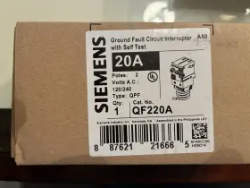 Siemens Qf220a Ground Fault Circuit Interrupter 20a 2-pole 120/240v Self Test