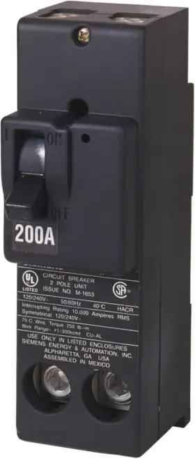 Qn2200 Siemens 200-amp 4 Pole 240-volt Circuit Breaker Black