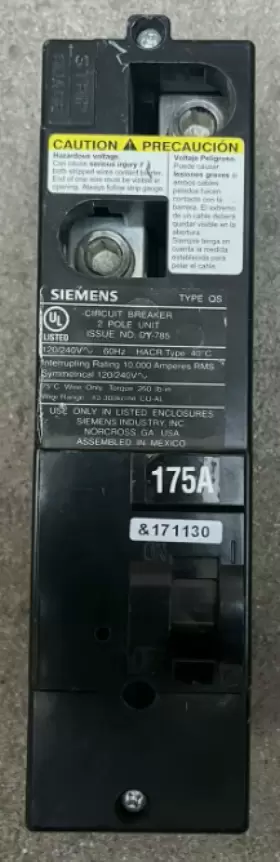 Qs2175 Siemens 175 Amp 2 Pole 120 Volts Circuit Breaker