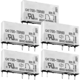 Cat700-tbr60 Sonzrod 5-pack 5-pin Relay - 60vdc 6a/250vac Din Rail Mount Industrial Rela