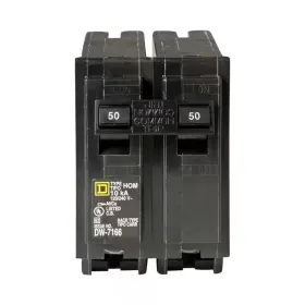 Dw-7166 Square D Hom 50a 2-pole 120/240v Miniature Circuit Breaker Common Trip Plug-on