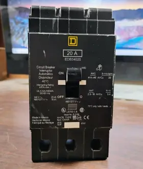 Edb34020 Square D Circuit Breaker 20 Amp 480 Volt 3-pole New No Box #2