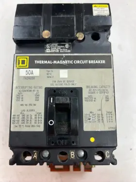Fa34050 Square D 50 Amp I-line Circuit Breaker 480 Vac 250 Vdc 3 Pole - Flaw