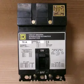 Fa36070 Square D Fa 3 Pole 70 Amp 600v Relabeled Gray Circuit Breaker Flawed