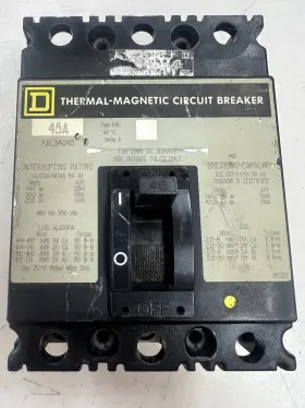 Fal34045 Square D 45 Amp Circuit Breaker 480 Vac 250 Vdc 3 Pole