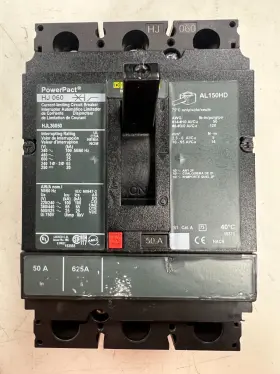 Hjl36050 Square D 50 Amp Powerpact Circuit Breaker 600 Vac 250 Vdc 3 Pole