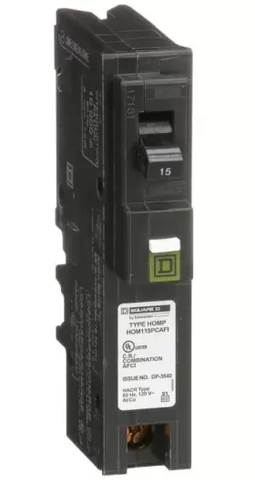 Hom115pcafic Square D Hom115pcafi 15 Amp 1 Pole 120 Volt Arc Fault Circuit Breaker