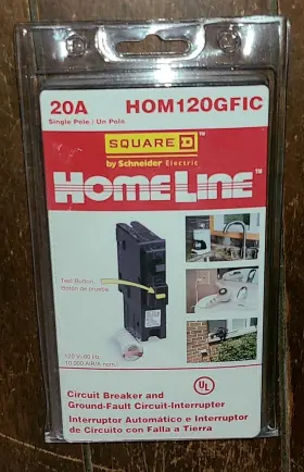 Hom120gfic Square D Homeline 20a Circuit Breaker And Ground-fault Circuit-interrupter-#hom120gfic