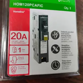 Hom120pcafic Square D Circuit Breaker Afci 20 Amp 120vac 1-pole New In Packaging #2