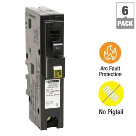 Hom120pcafic6 Square D Circuit Breaker Standard 20 Amp Pigtail Electronic Homeline Plug-on #2
