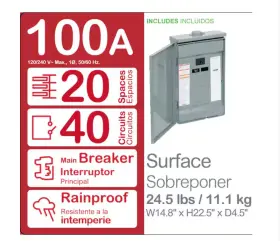Hom2040m100prb Square D Homeline Main Breaker Installed Load Center 40 Poles #2