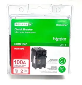 Hom2100c Square D Homeline 100-amp 2 -pole Standard Trip Circuit Breaker Model #hom2100c