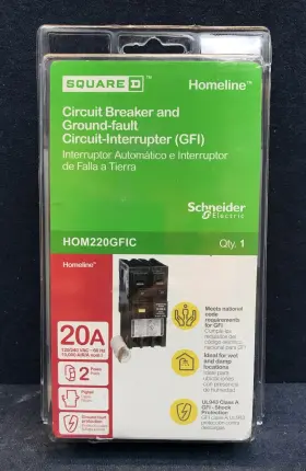 Hom220gfic Square D Circuit Breaker 20 Amp 2-pole Gfci New In Packaging
