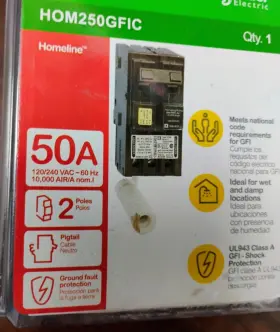 Hom250gfic Square D Circuit Breaker Gfci 50 Amp 120/240v 2-pole New In Packaging #2