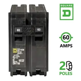 Hom260 Square D Plug In Circuit Breaker Hom Number Of Poles 2 60 Amps 120/240vac Standard #2