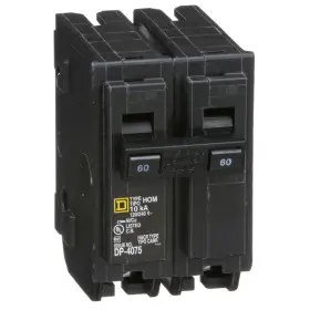 Hom260 Square D Plug In Circuit Breaker Hom Number Of Poles 2 60 Amps 120/240vac Standard
