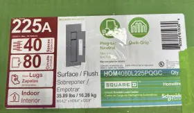 Hom4080l225pqgc Square D Breaker Boxes 225 Amp 40-space 80-circuit Indoor Main Lug Qwik-grip