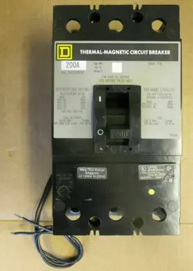 Kal362001021 Square D Kal 3 Pole 200 Amp 600v Shunt Trip Circuit Breaker