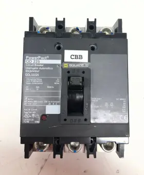 Qdl32225 Square D 225 Amp 3 Pole 208/240v Thermal Magnetic Circuit Breaker