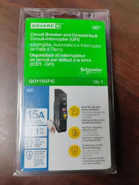 Qo115gfic Square D Gfci Circuit Breaker 15 Amp 120vac 1-pole New In Packaging