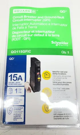 Qo115gficp Square D Qo 15 Amp Single-pole Gfci Circuit Breaker