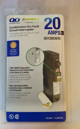 Square D Qo120cafci 20a 120vac 1-pole Combination Afci Plug-in Circuit Breaker