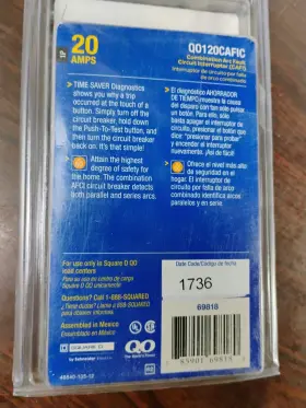 Qo120cafic Square D Circuit Breaker Afci 20 Amp 120 Vac 1-pole New In Packaging #3