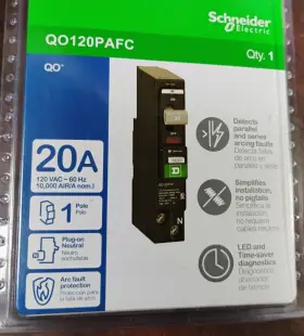 Qo120pafc Square D Circuit Breaker Afci 20 Amp 120vac 1-pole New In Packaging #2