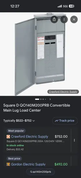 Square D Qo140m200 Electrical Panel Load Center With Generator Transfer Switch
