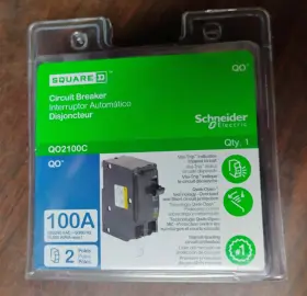 Qo2100c Square D Circuit Breaker 100 Amp 120/240vac 2-pole New In Packaging