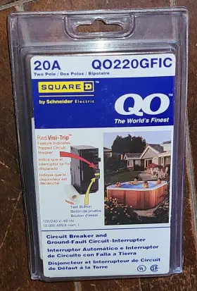 Qo220gfic Square D Qo 20a Circuit Breaker And Ground-fault Circuit-interrupter #qo220gfic
