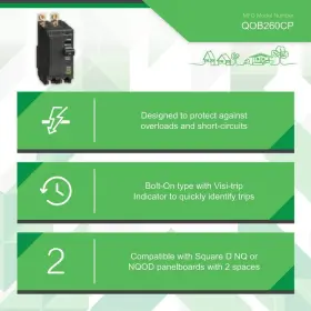 Qob260cp Square D 2-pole Circuit Breaker Qo 60-amp Bolt-on Type With Visi-trip Indicator #3