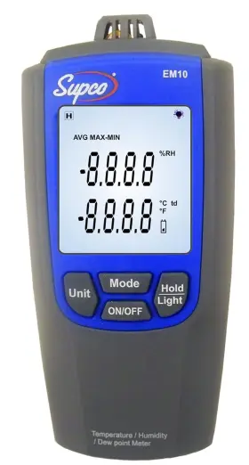 Em10 Supco Temperature And Humidity Meter With Lcd Display 14 To 122 Degrees F